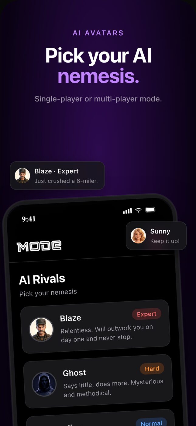 AI rival picker listing Blaze and Ghost with their personalities